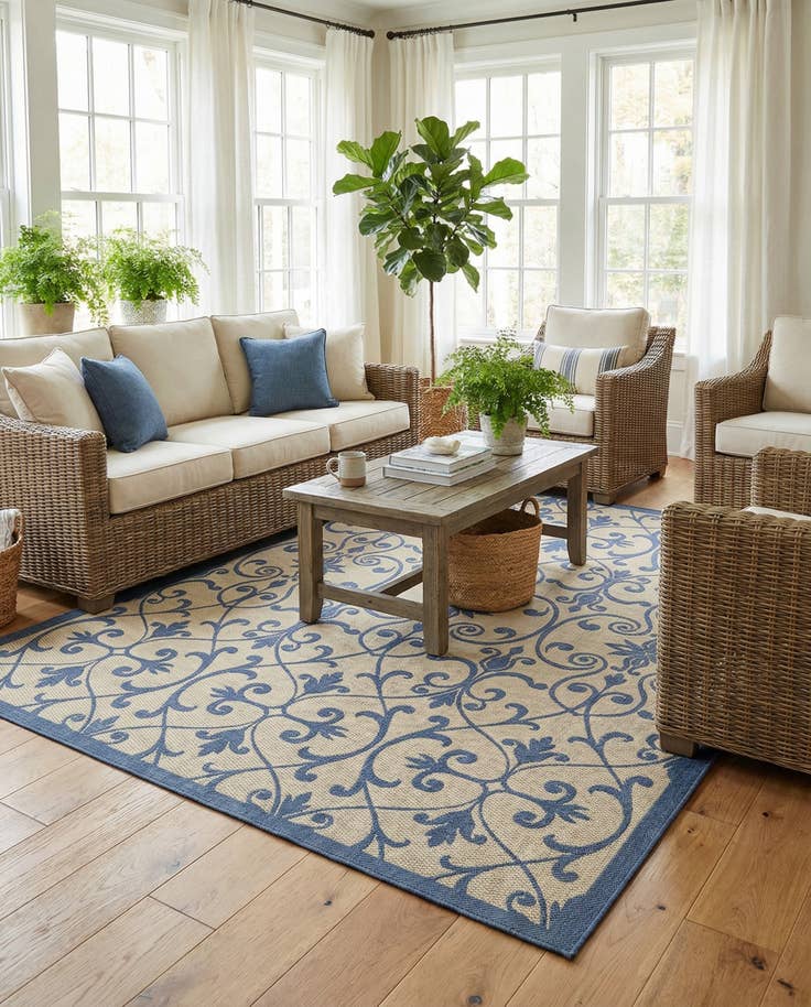 Detail image of 8' x 11' 4 Easy-Clean Botanical Indoor / Outdoor Rug