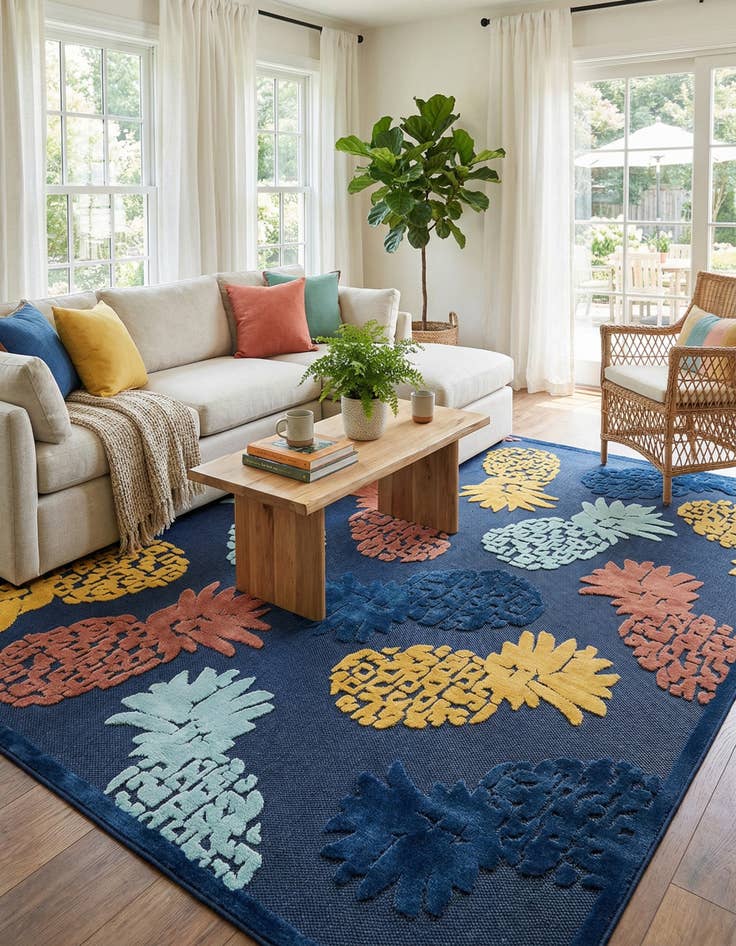 Detail image of 9' x 12'  Washable Belize Indoor / Outdoor Rug
