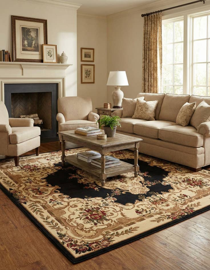 Detail image of 10' x 10' Classic Aubusson Square Rug