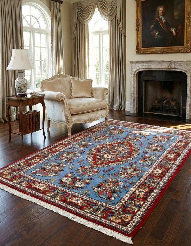 Detail image of 3' 6 x 5' 1  Hand Knotted Qom Persian Rug