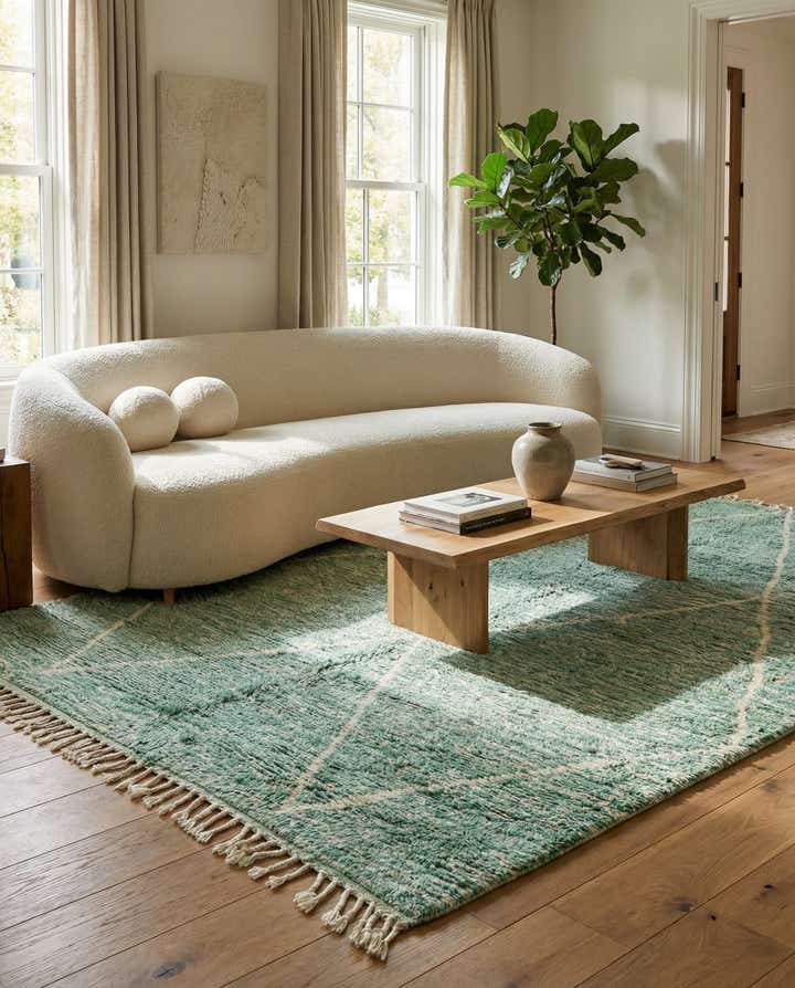 6' 9 x 9' 5 Hand Knotted Moroccan Wool Rug