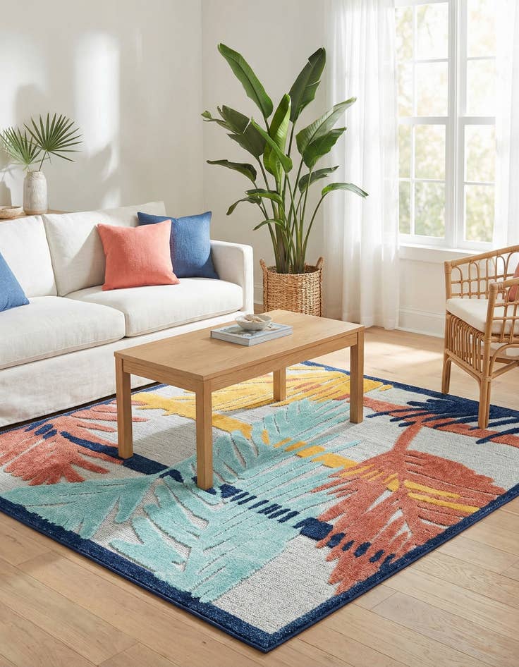 Detail image of 5' 3 x 5' 3  Washable Belize Indoor / Outdoor Square Rug