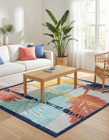 Gray Easy-Clean Belize Indoor / Outdoor Square Rug