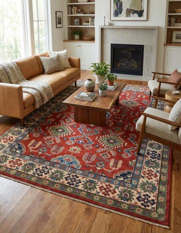6' 4 x 9' 8 Hand Knotted Kazak Rug