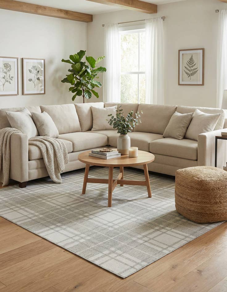 Detail image of 9' x 12'  Washable Checkered Indoor / Outdoor Rug