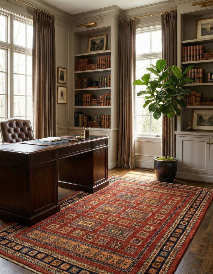 Detail image of 4' 9 x 7' 5 Luribaft Wool Rug