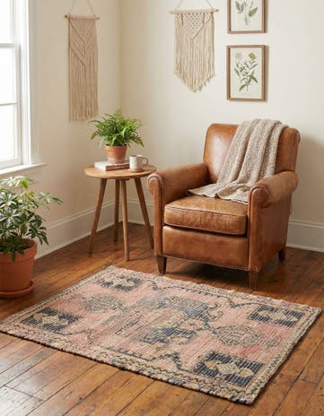 Antique Red Hand Woven Chenille Jute Rug