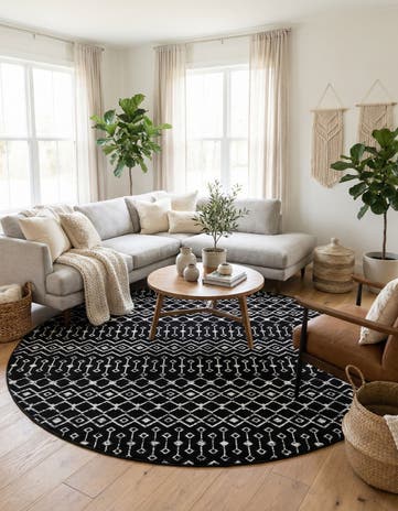 Black Kasbah Trellis Round Rug