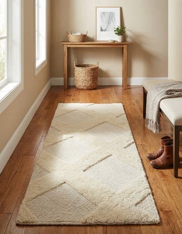 2' x 6' 1 Hand Woven Lattice Wool Runner Rug