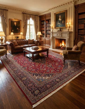 10' x 13' 10 Hand Knotted Kashan Persian Rug