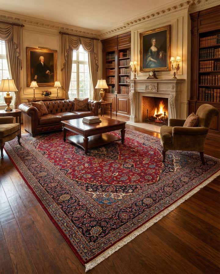 10' x 13' 10 Hand Knotted Kashan Persian Rug