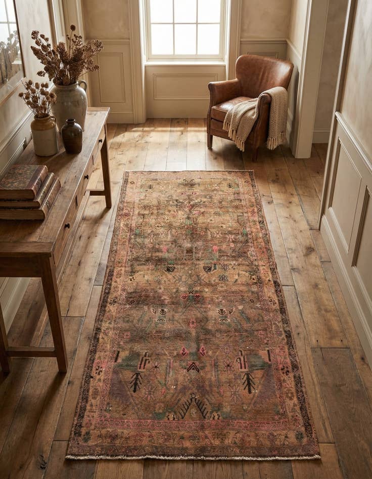 Detail image of 4' x 7'  Hand Knotted Ultra Vintage Persian Wool Runner Rug