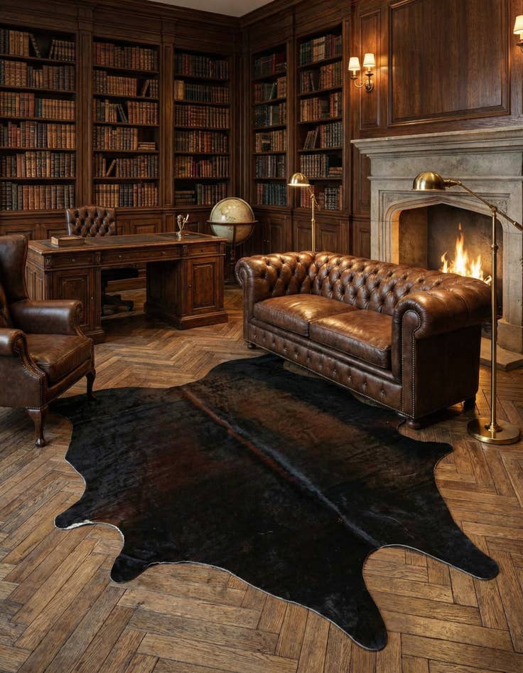 Detail image of 5' 6 x 6' 5 Cowhide Leather Rug