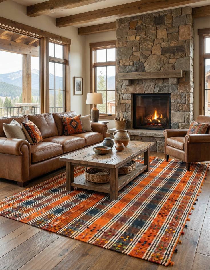 Detail image of  4' 9 x 7' Jajim Wool Rug