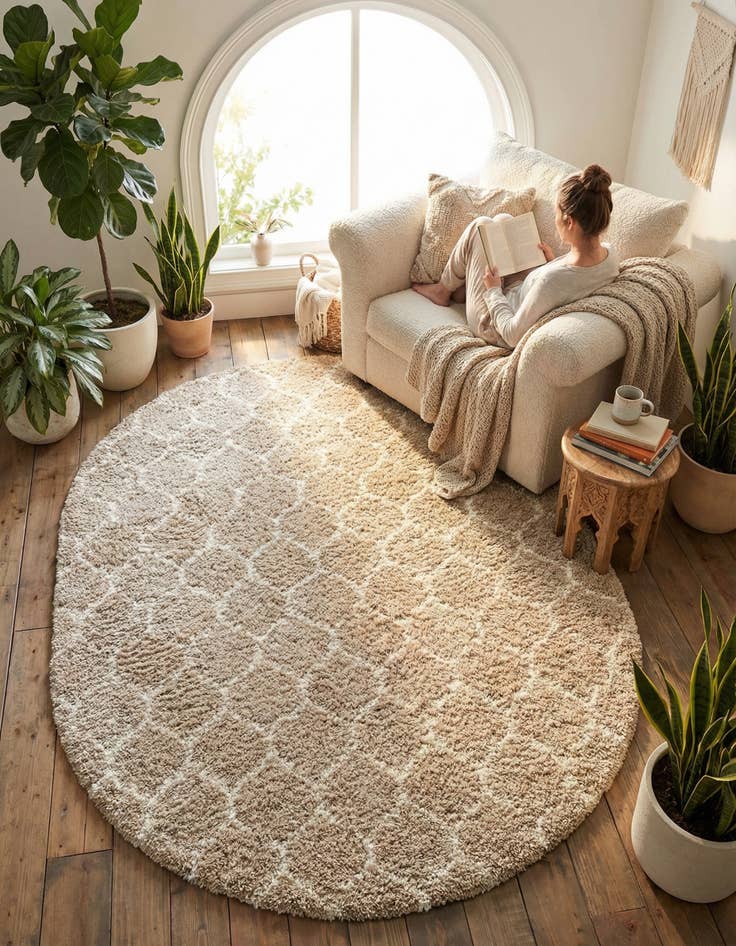 Detail image of  7' 10 x 10' Lattice Shag Oval Rug