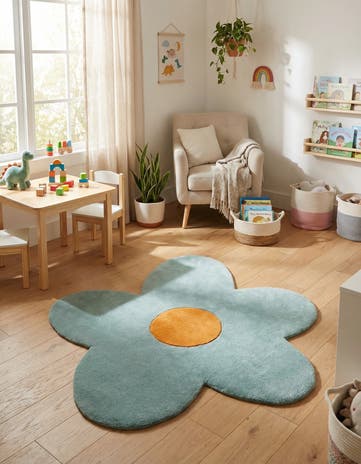 4' 1 x 4' 1 Happy Rugs Funky Flower Wool Round