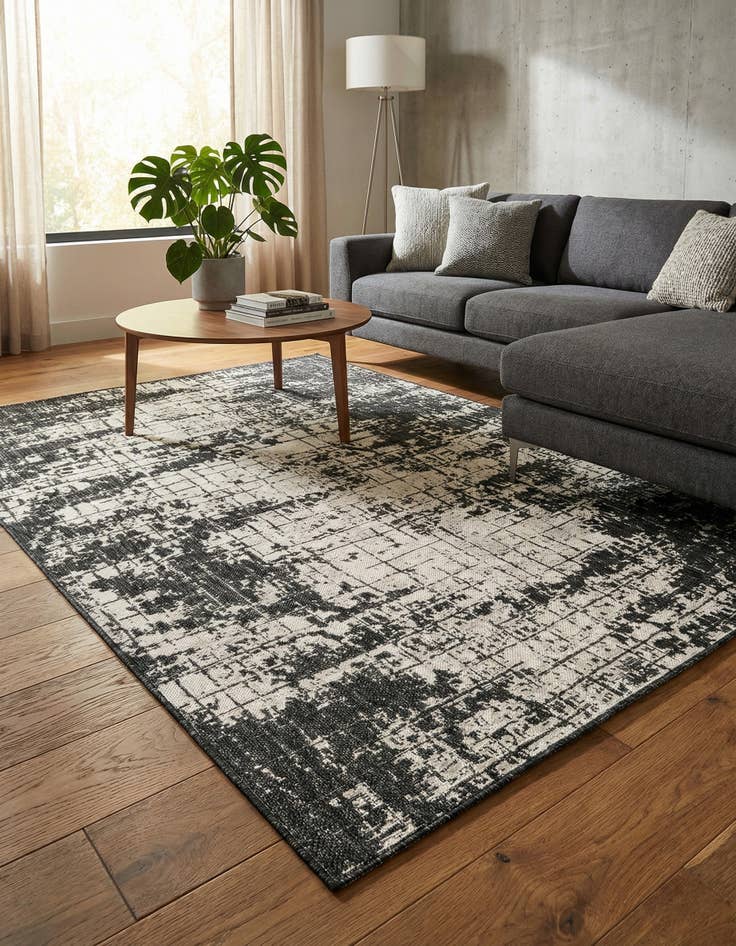 Detail image of  5' 3 x 8'  Washable Modern Indoor / Outdoor Rug