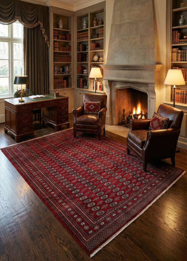 7' 4 x 9' 5 Hand Knotted Bokhara Oriental Wool Rug