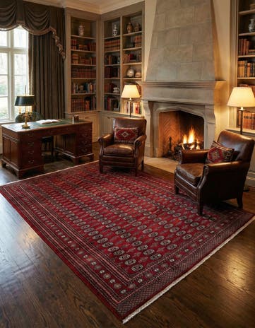 7' 4 x 9' 5 Hand Knotted Bokhara Oriental Wool Rug