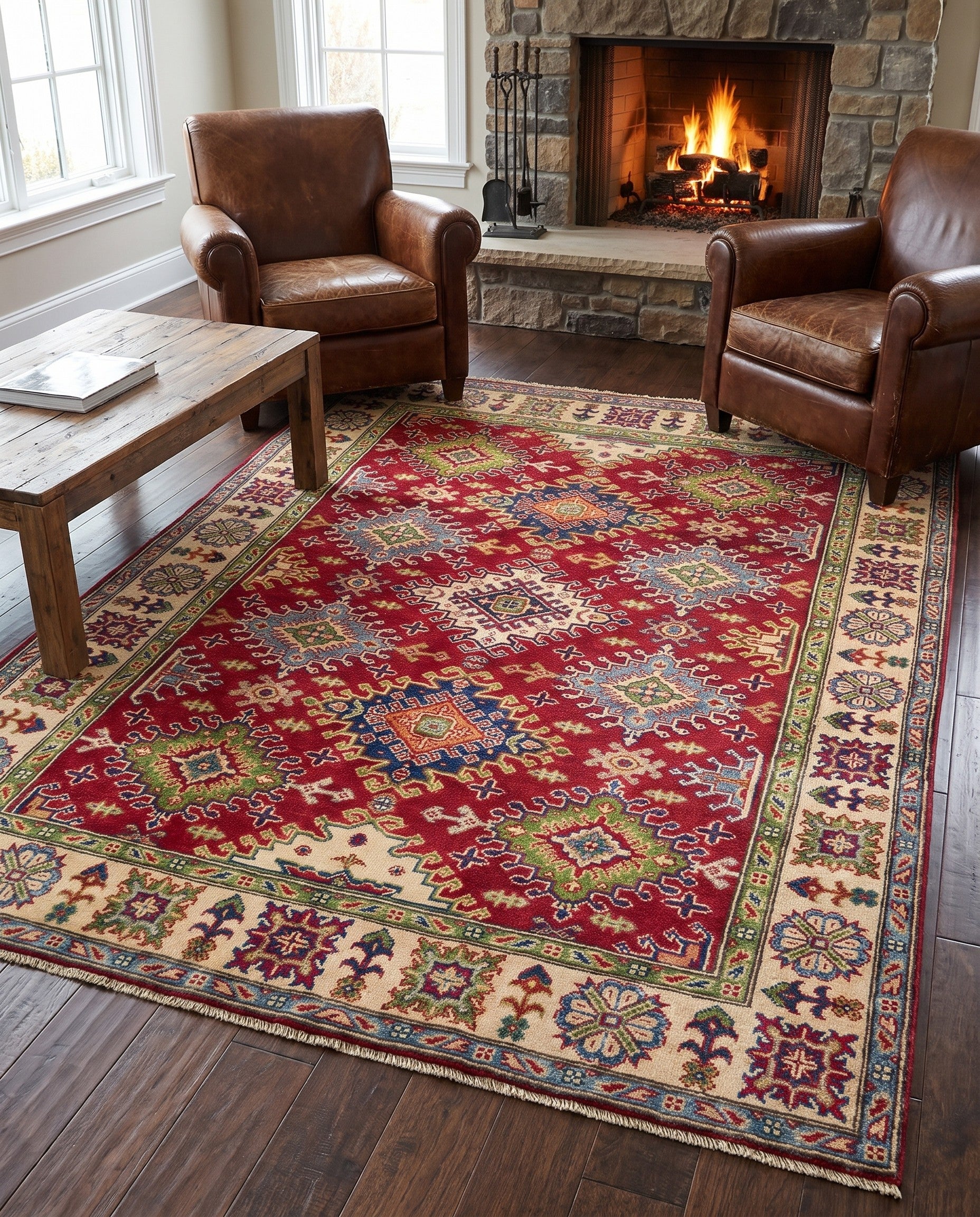 4' 10 x 6' 5 Hand Knotted Kazak Rug