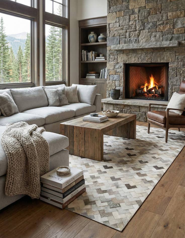 Detail image of  5' 3 x 7' 11 Cowhide - Patchwork Rug