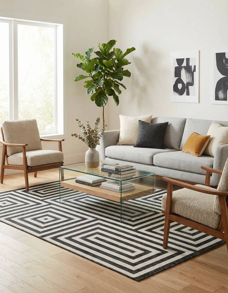 Detail image of  6' x 9'  Washable Modern Indoor / Outdoor Rug