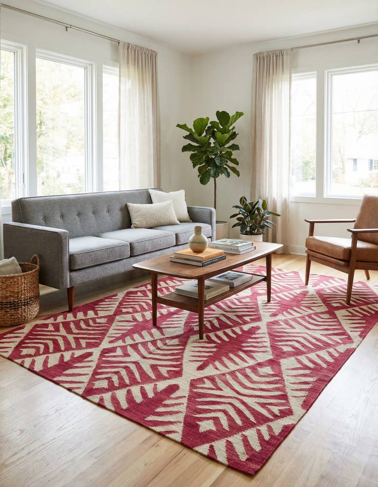 Detail image of 4' 5 x 6' 5  Hand Woven Kilim Modern Wool Rug