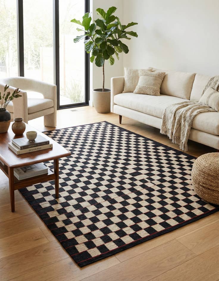 Detail image of 5' 9 x 7' 5  Hand Woven Kilim Modern Wool Rug