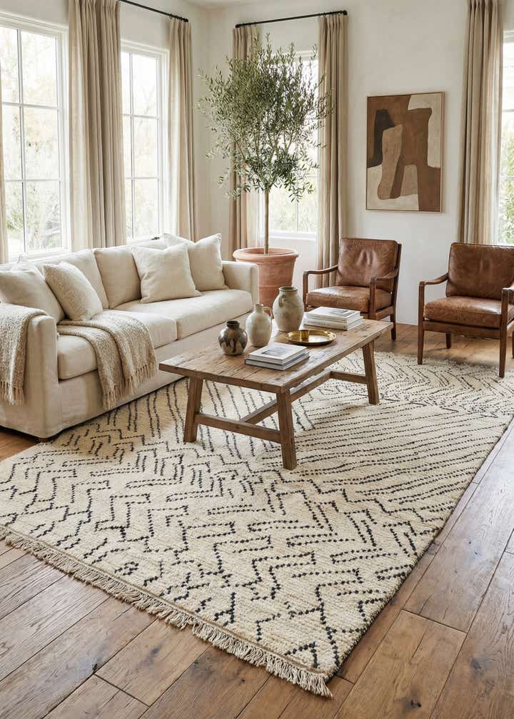 8' x 11' 2 Hand Knotted Moroccan Wool Rug