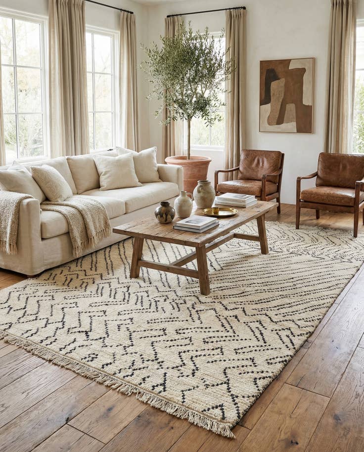 Detail image of 8' x 11' 2 Hand Knotted Moroccan Wool Rug