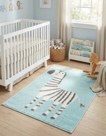 2' 2 x 2' 11 Zebra Whimsy Kids Rug