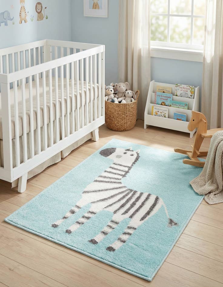 Detail image of 2' 2 x 2' 11 Zebra Whimsy Kids Rug
