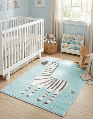 2' 2 x 2' 11 Zebra Whimsy Kids Rug