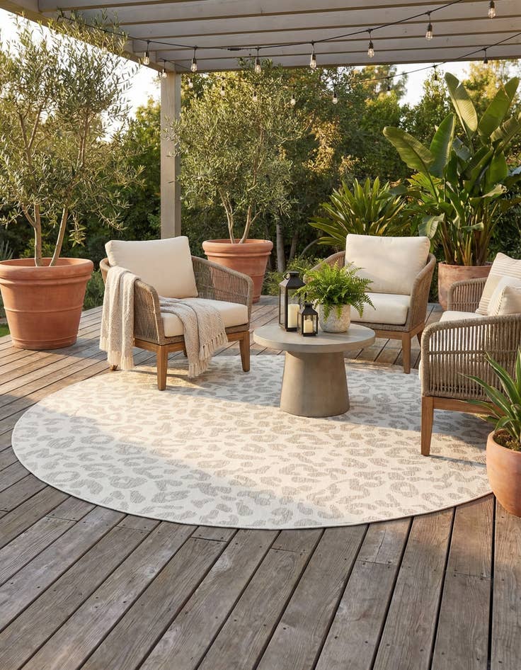 Detail image of 10' x 10'  Washable Safari Indoor / Outdoor Round Rug