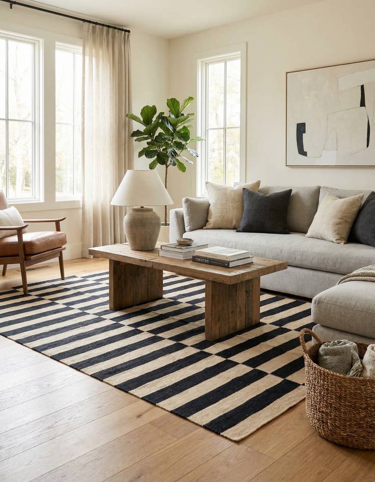 Detail image of 4' 2 x 5' 9  Hand Woven Kilim Modern Wool Rug