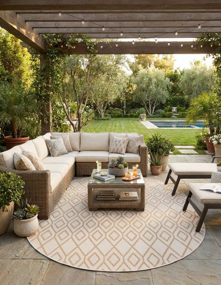 Detail image of  7' 10 x 10'  Washable Jill Zarin Turks and Caicos Indoor / Outdoor Oval Rug