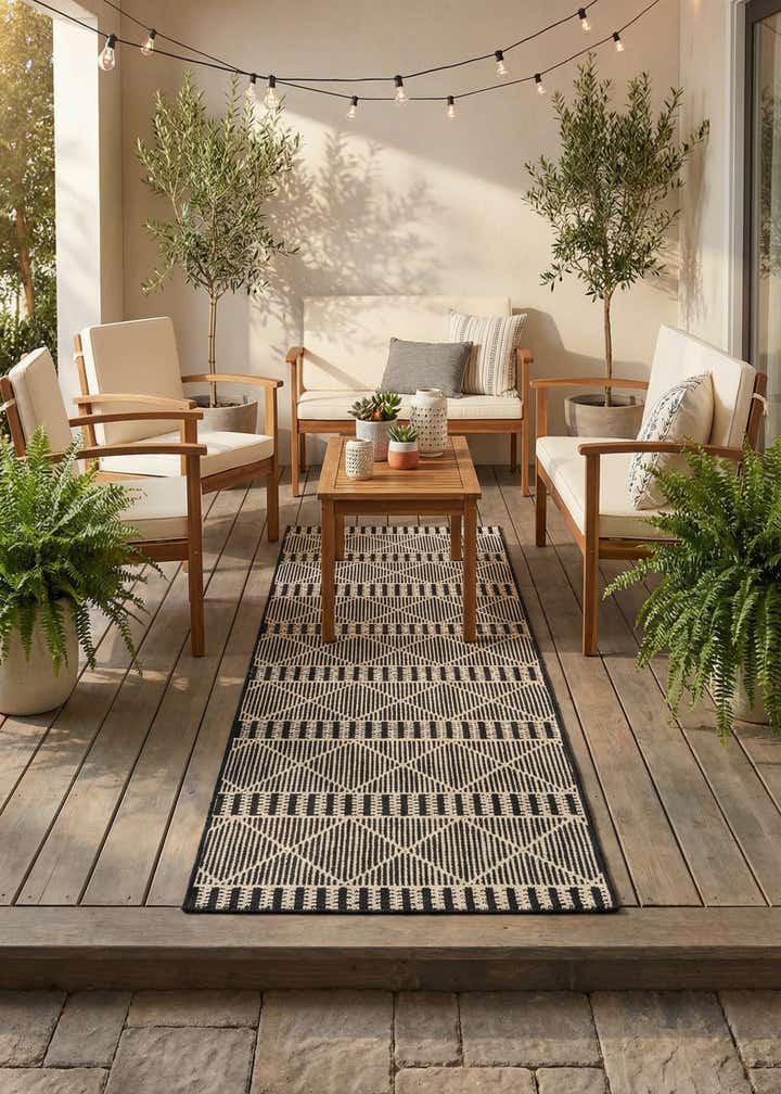 2' 7 x 10' Easy-Clean Trellis Indoor / Outdoor Runner Rug