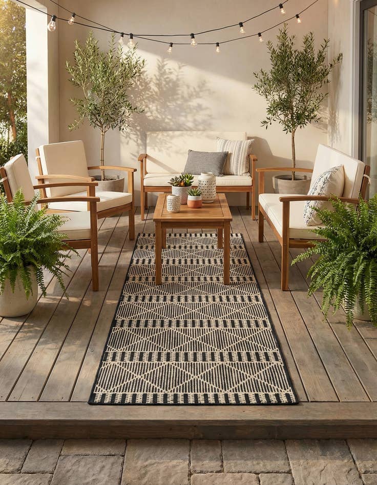 Detail image of 2' 7 x 10'  Washable Trellis Indoor / Outdoor Runner Rug