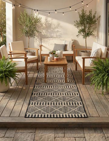 2' 7 x 10' Easy-Clean Trellis Indoor / Outdoor Runner Rug