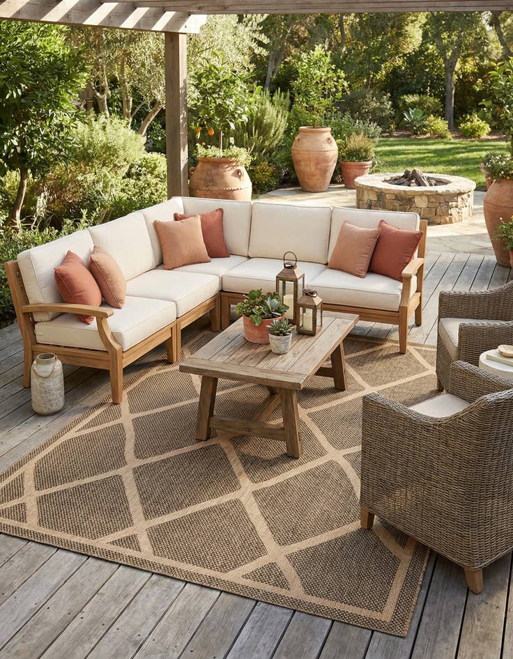 Detail image of  8' x 11' 4  Washable Lattice Indoor / Outdoor Rug