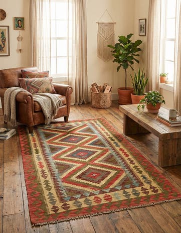 3' 6 x 6' Hand Woven Kilim Maymana Wool Rug
