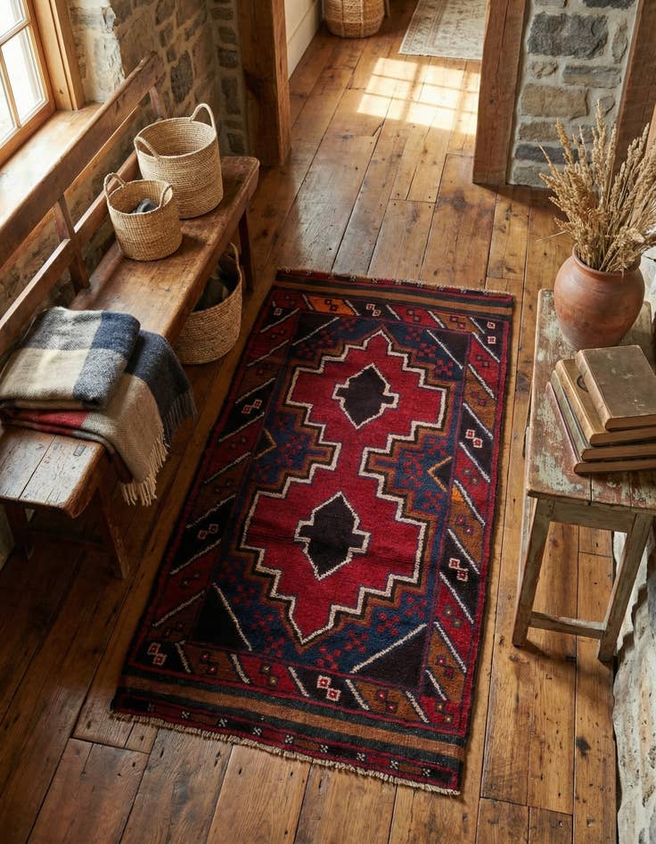 Detail image of  2' 10 x 4' 8  Hand Knotted Balouch Persian Wool Rug