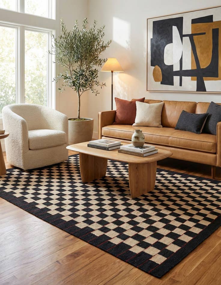 Detail image of  4' 10 x 6' 5  Hand Woven Kilim Modern Wool Rug