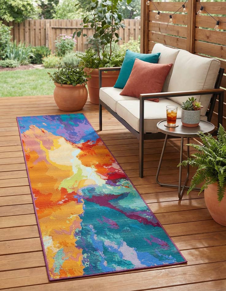 Detail image of 2' x 8'  Washable Modern Indoor / Outdoor Runner Rug