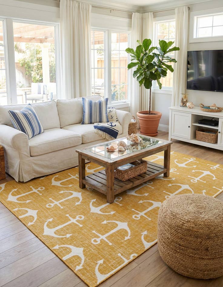 Detail image of 6' x 9'  Washable Coastal Indoor / Outdoor Rug