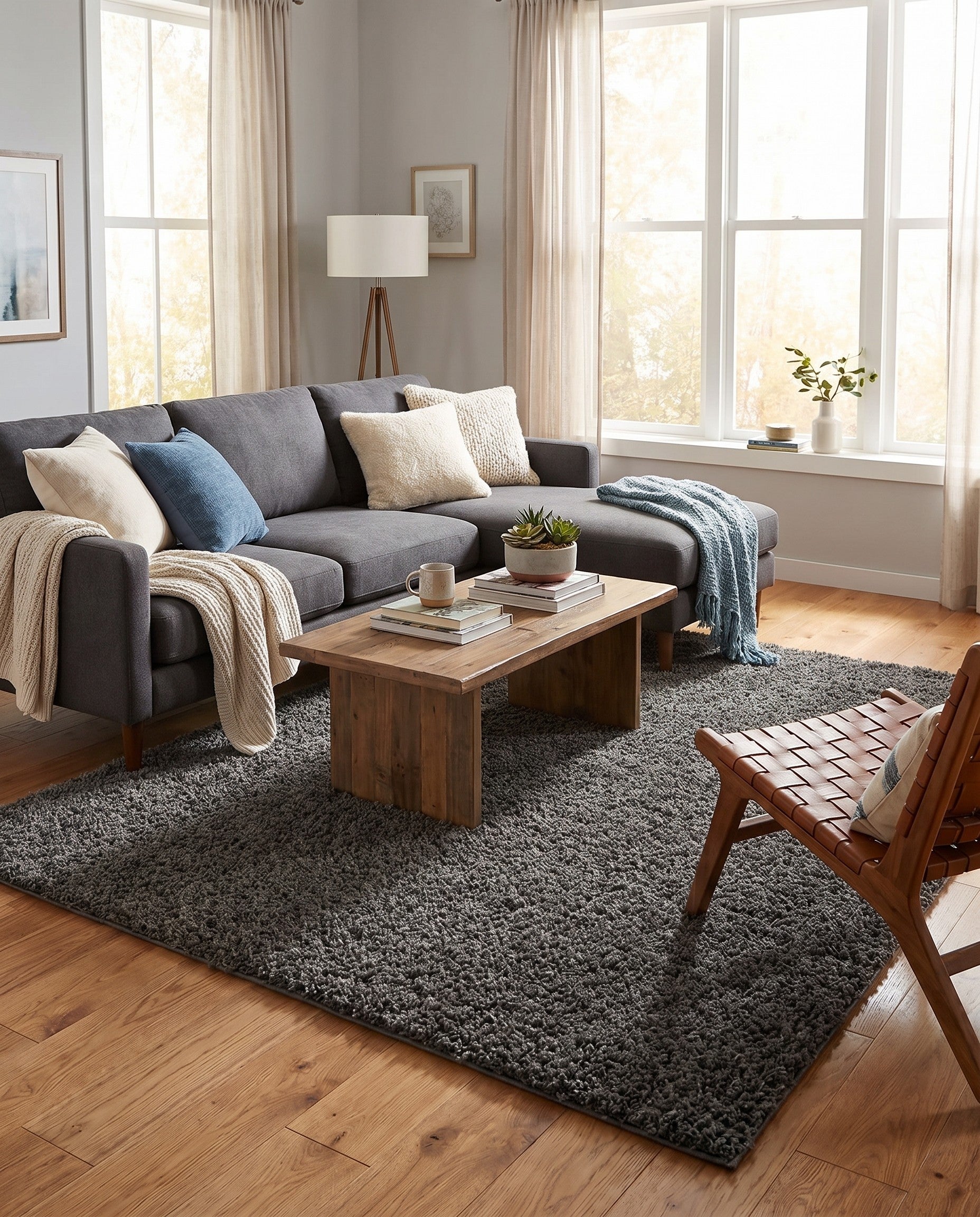 7' 10 x 7' 10 Solid Shag Square Rug