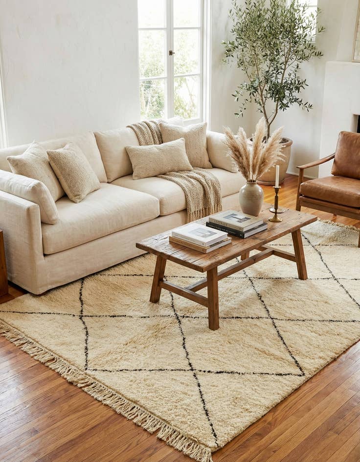 Detail image of 6' 6 x 9' 4  Hand Knotted Moroccan Wool Rug