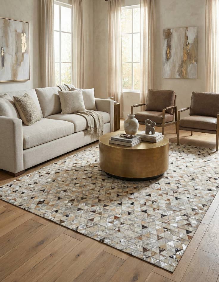 Detail image of 5' 3 x 7' 7 Cowhide Stocks Rug