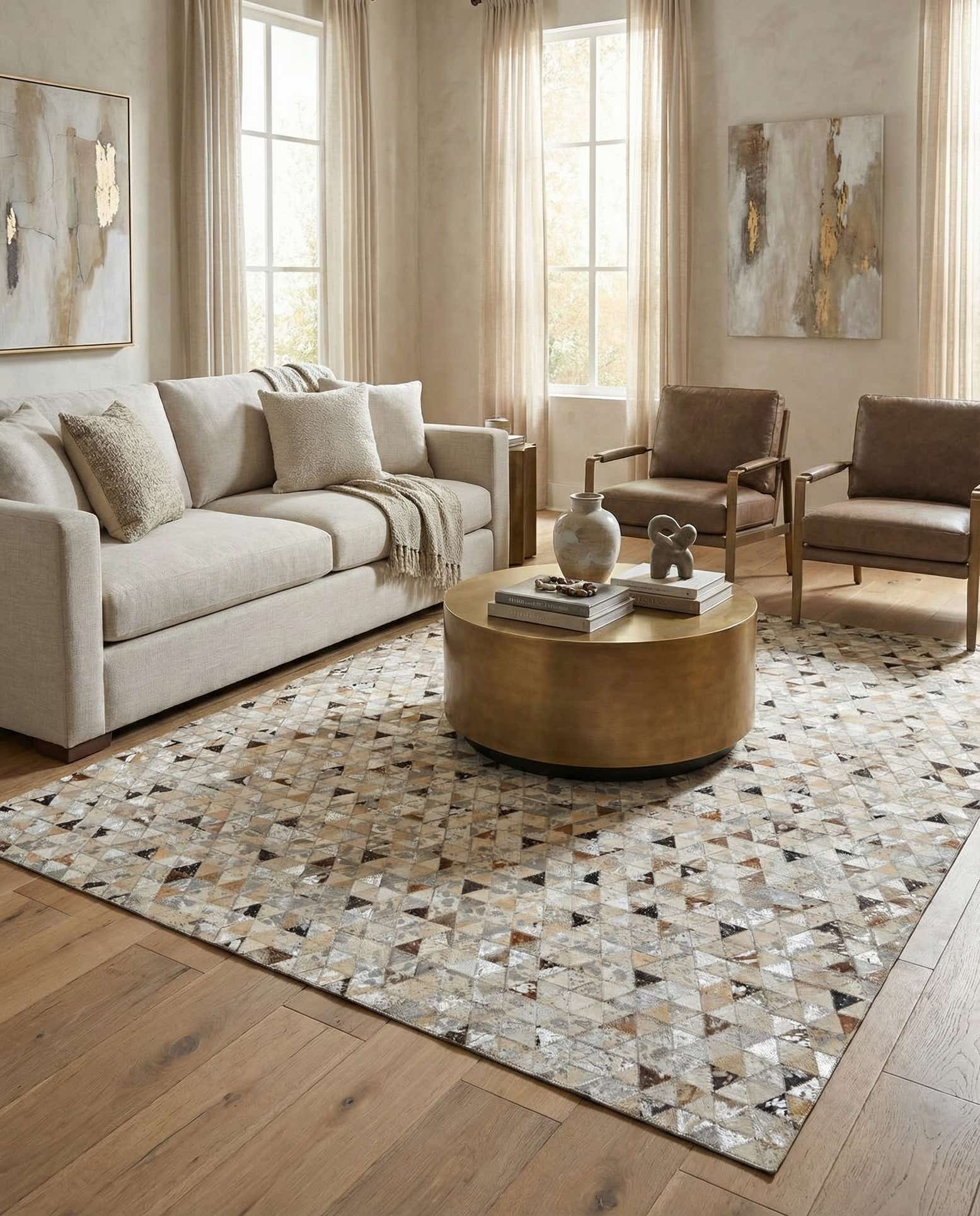 5' 3 x 7' 7 Cowhide Stocks Rug