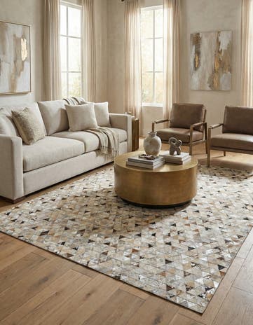 5' 3 x 7' 7 Cowhide Stocks Rug